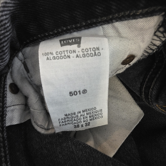 Levi’s 501 Button Fly Black Jeans 38x32 Made in Mexico | Vintage Straight Fit - Picture 10 of 12